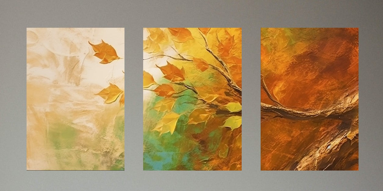 Gorgeous Falling Leaves Set of 3 pc on Canvas Traditional Art