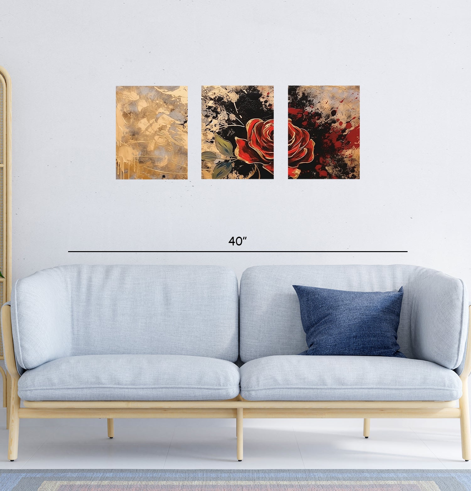 Set of 3 Gorgeous Rose Design on Canvas