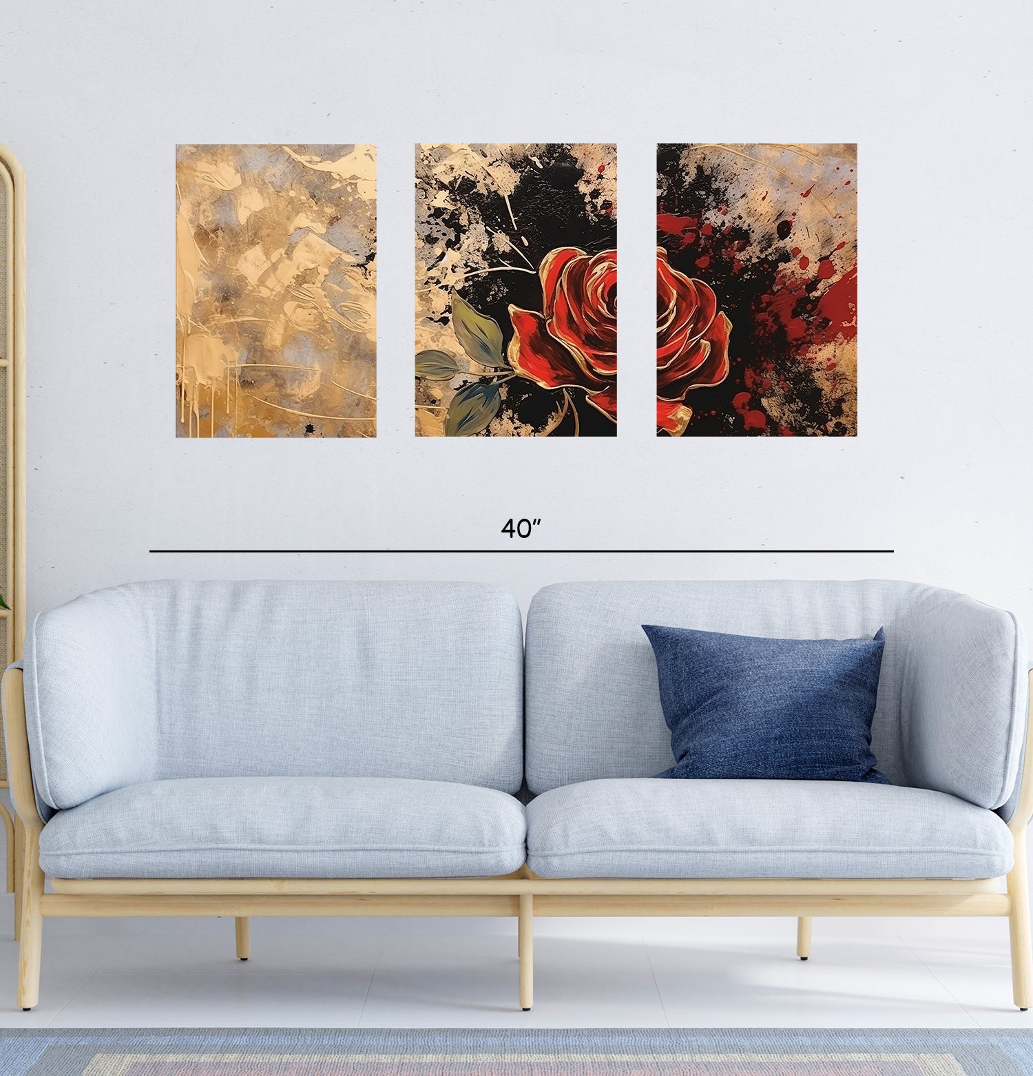 Set of 3 Gorgeous Rose Design on Canvas