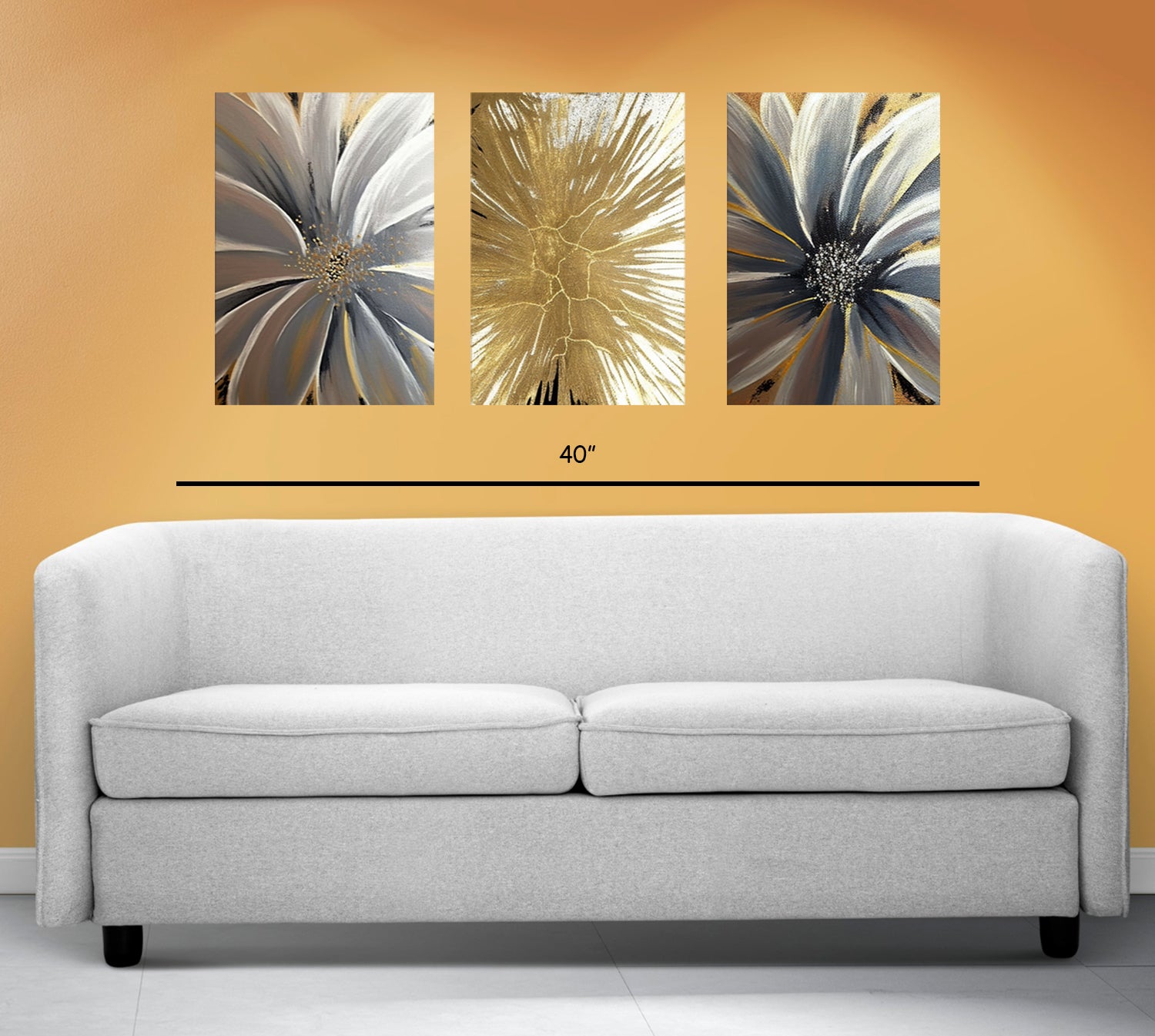 Gorgeous Yellow and White Flowers Set of 3 pc on Canvas Traditional Art