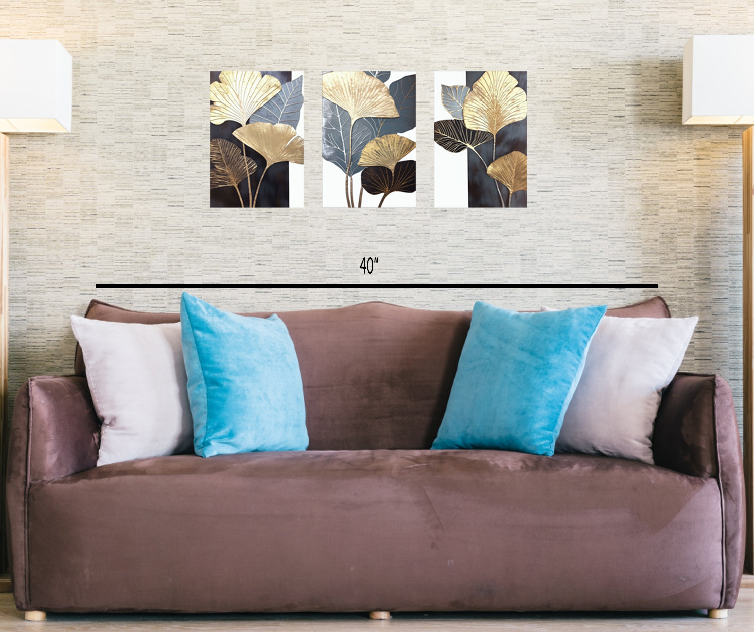 Gorgeous Gold and brown Flowers Set of 3 pc on Canvas Traditional Art