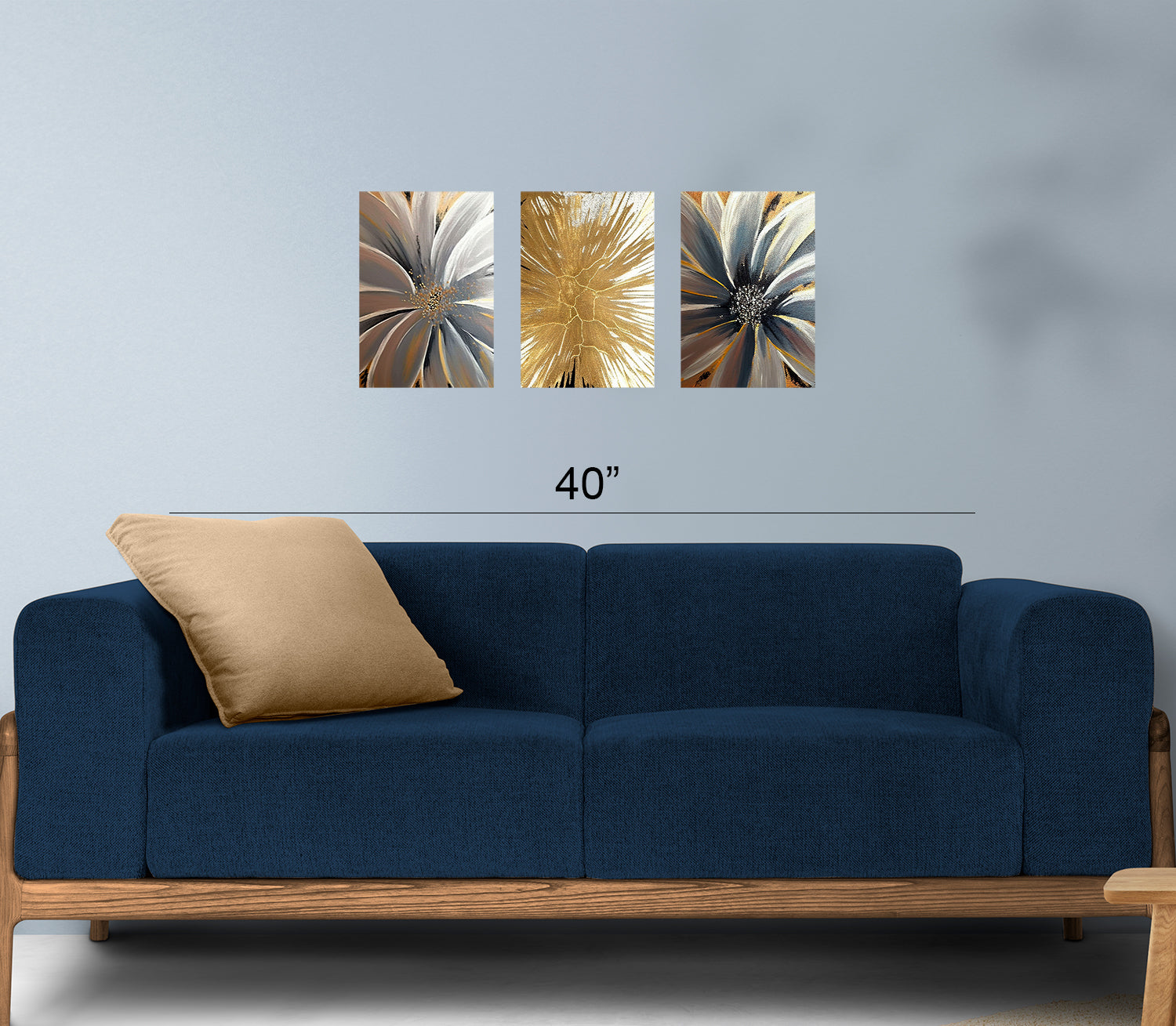 Beautiful Flower Abstract Art on Canvas 3 pcs Traditional Art - 0