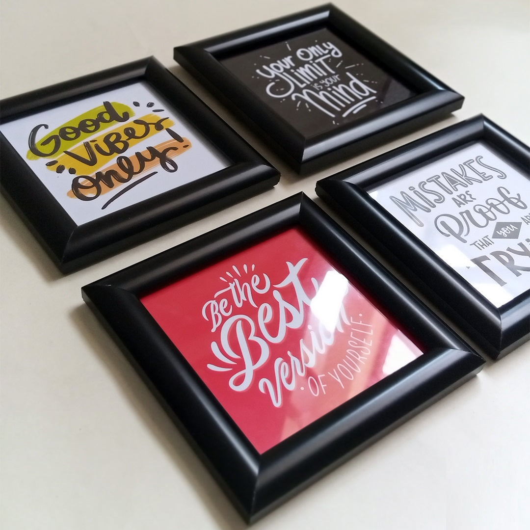 Pack of 4 5x5" Inspiration Quotes Picture Frames - 0