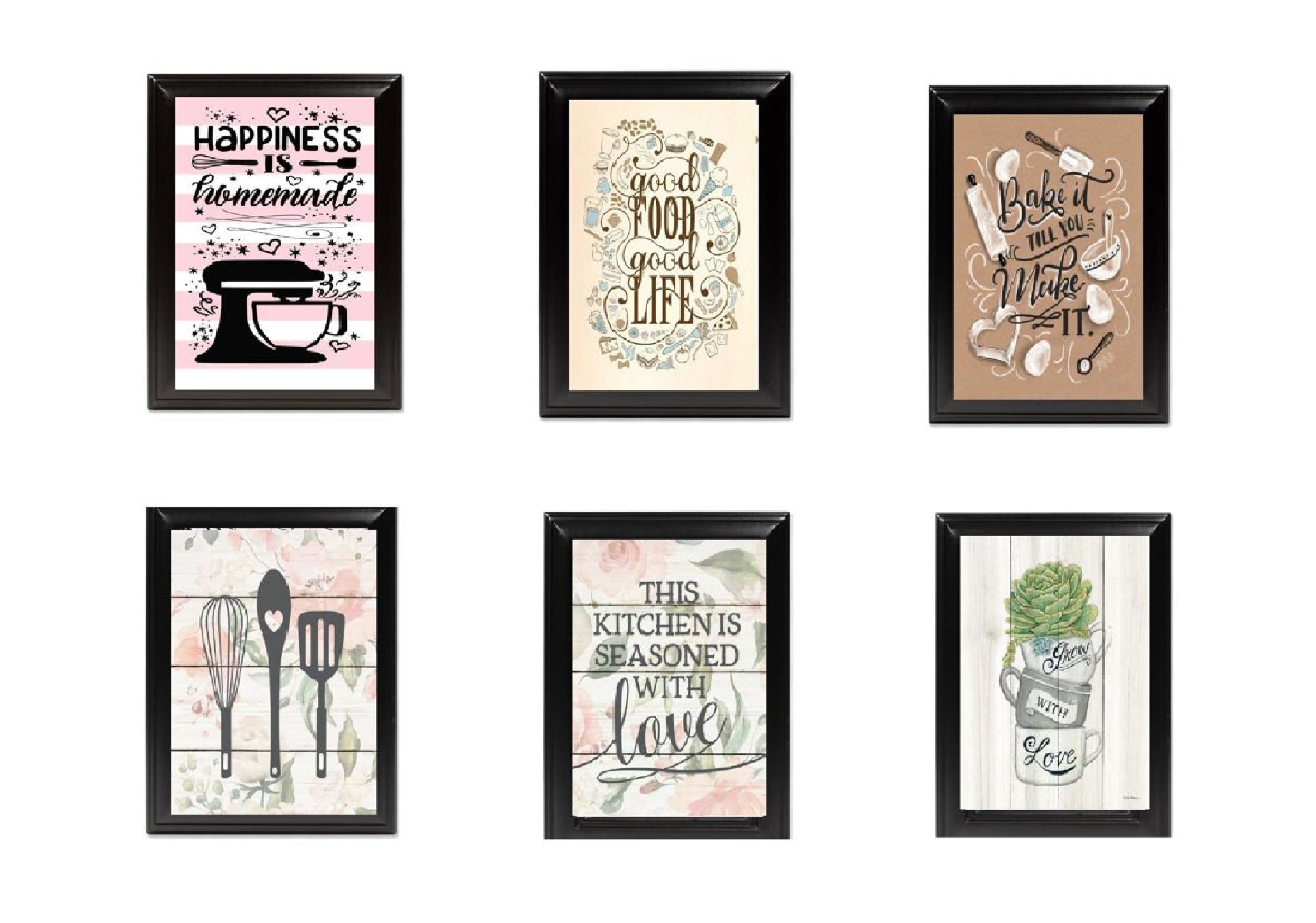 6 PCS Kitchen Quotes Photo Wall Decoration Frames