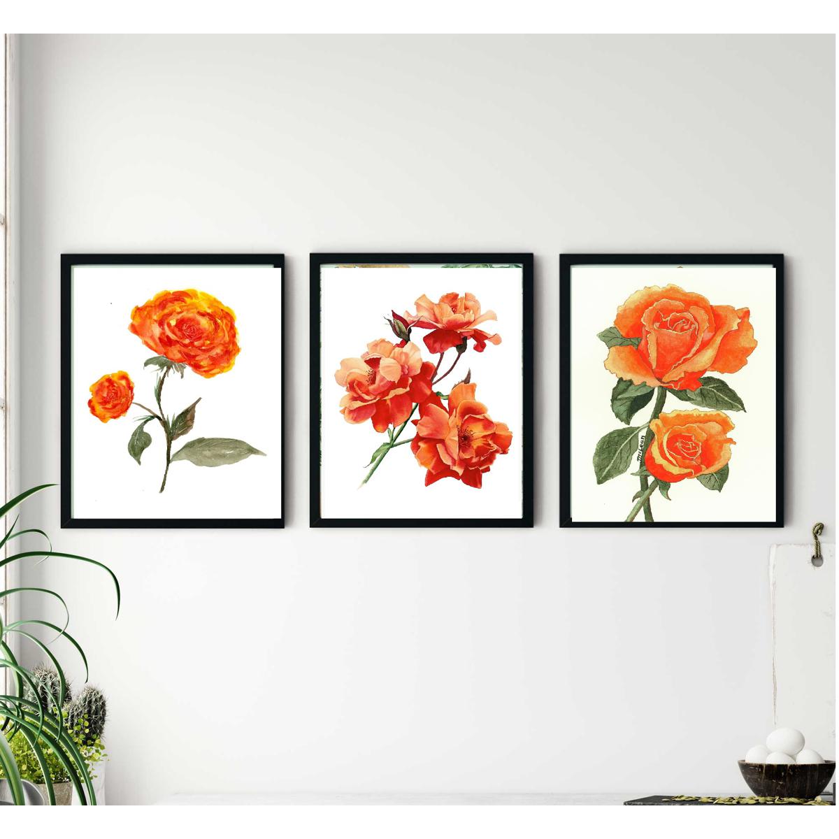 3 Pcs Abstract Flower Frame Set