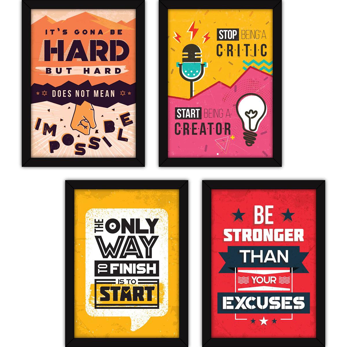 Set of 4 Motivational Quotes Wall Hanging Frames